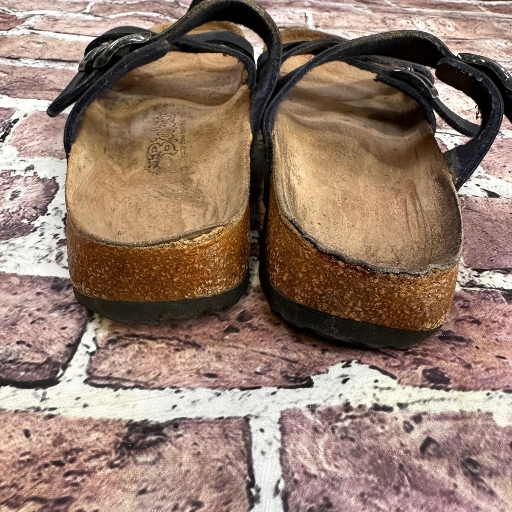 Birki's Navy Blue Leather Strappy Cork Footbed Sandals US Size 9/9.5 - Picture 4 of 13